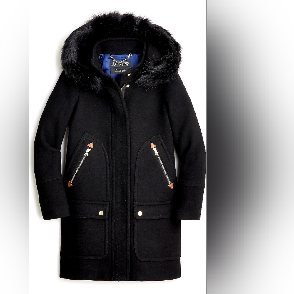 J Crew ladies Petite chateau parka in Italian stadium-cloth wool